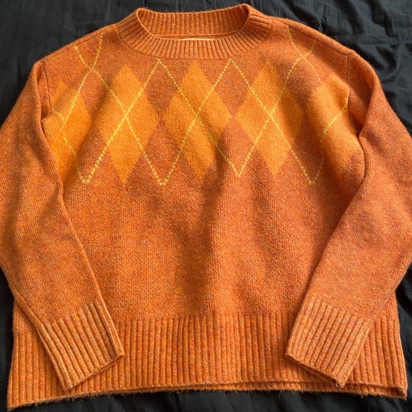 Loft Coral Blush Argyle Wool Sweater - Picture 5 of 8